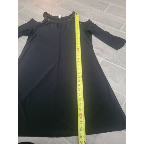 Women's Per Seption Concept Cold Shoulder Black Dress Size Large - Picture 2 of 6